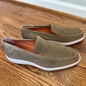 Santoni Men's Beige Suede Loafer, Size 10.5, NEW!